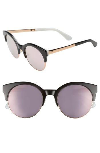 Women's Kate Spade New York Kaileen 52mm Semi-rimless Cat Eye Sunglasses - Black White