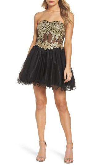 Women's Blondie Nites Applique Strapless Fit & Flare Dress