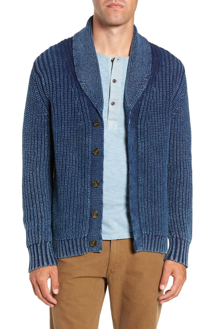 Men's Frye Shawl Cardigan, Size - Blue