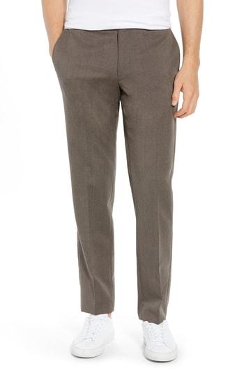 Men's Nordstrom Men's Shop Trim Fit Flat Front Wool Blend Pants X 32 - Brown