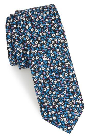 Men's 1901 Manor Floral Cotton Tie, Size - Black