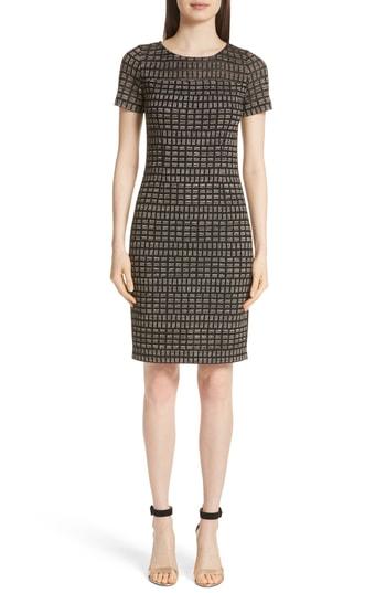 Women's St. John Collection Shimmer Rectangle Jacquard Knit Dress - Black