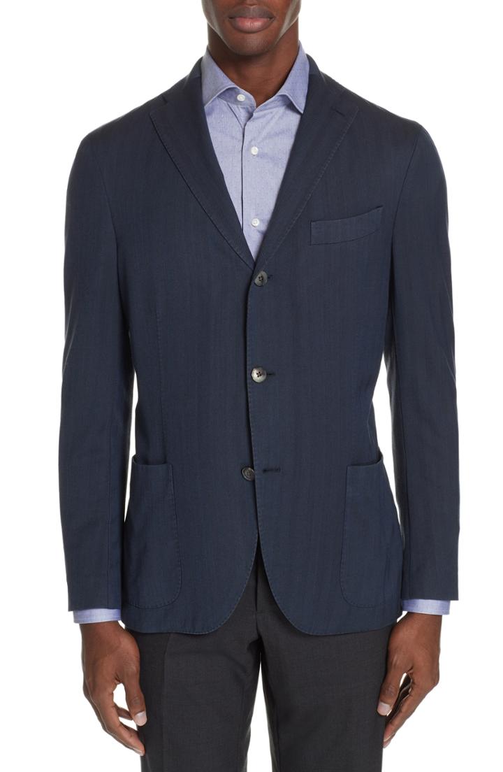 Men's Boglioli Travel K Trim Fit Wool Blazer Us / 58 Eu R - Blue