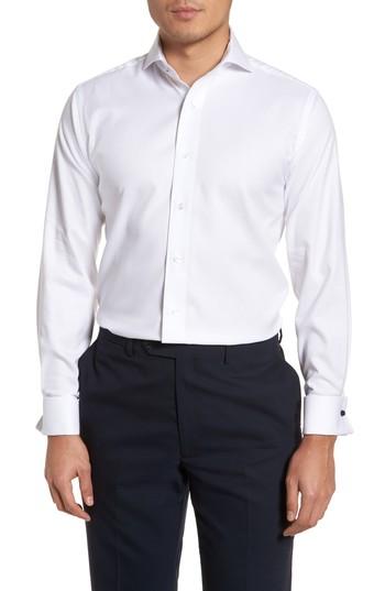 Men's Lorenzo Uomo Trim Fit Basket Weave Dress Shirt .5 - 32 - White