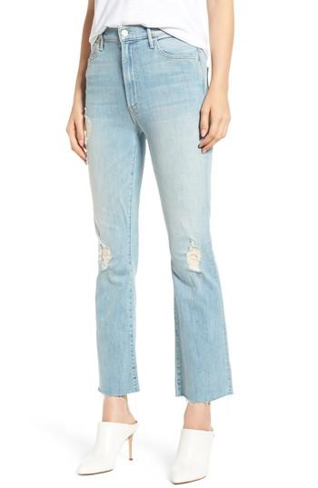 Women's Mother The Hustler Frayed Ankle Jeans - Blue