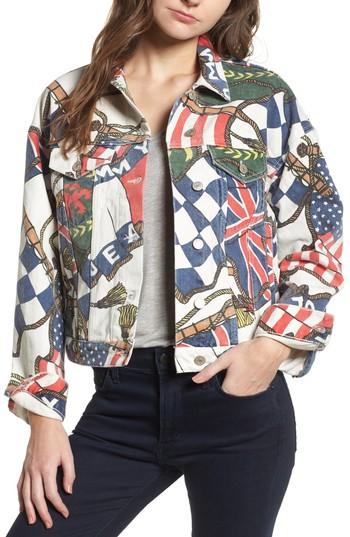 Women's Tommy Jeans '90s Flag Print Denim Jacket - White