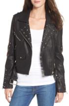 Women's Vigoss Studded & Embroidered Faux Leather Moto Jacket - Black