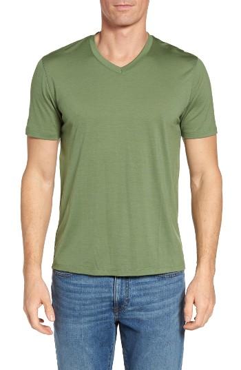Men's Ibex 'axis' V-neck Merino Wool Jersey T-shirt - Green