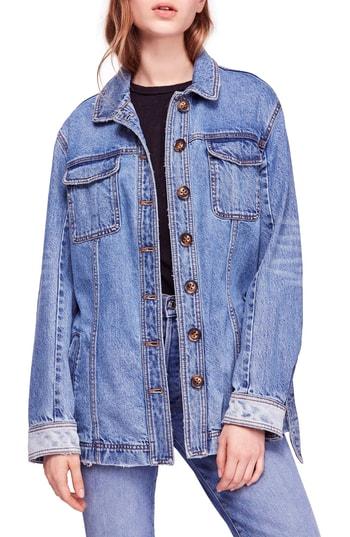 Women's Free People Heritage Belted Denim Jacket - Blue