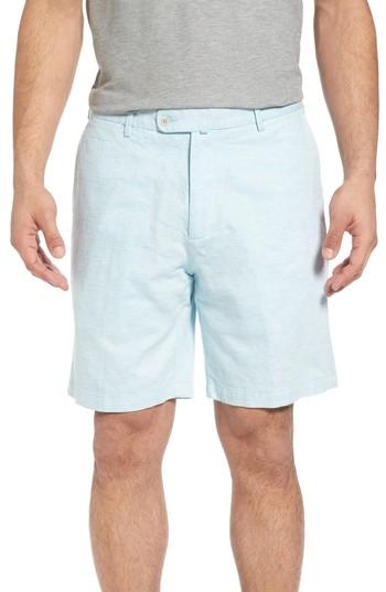 Men's Peter Millar Crown Cool Delave Flat Front Shorts - Blue