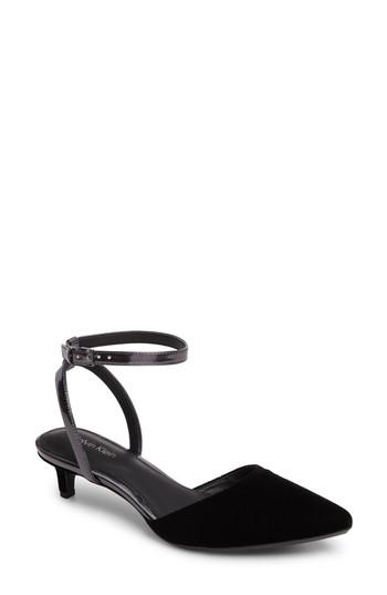 Women's Calvin Klein Gogo Ankle Strap Pump .5 M - Black