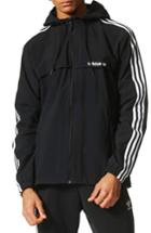 Men's Adidas 3-stripe Hooded Windbreaker, Size - Black