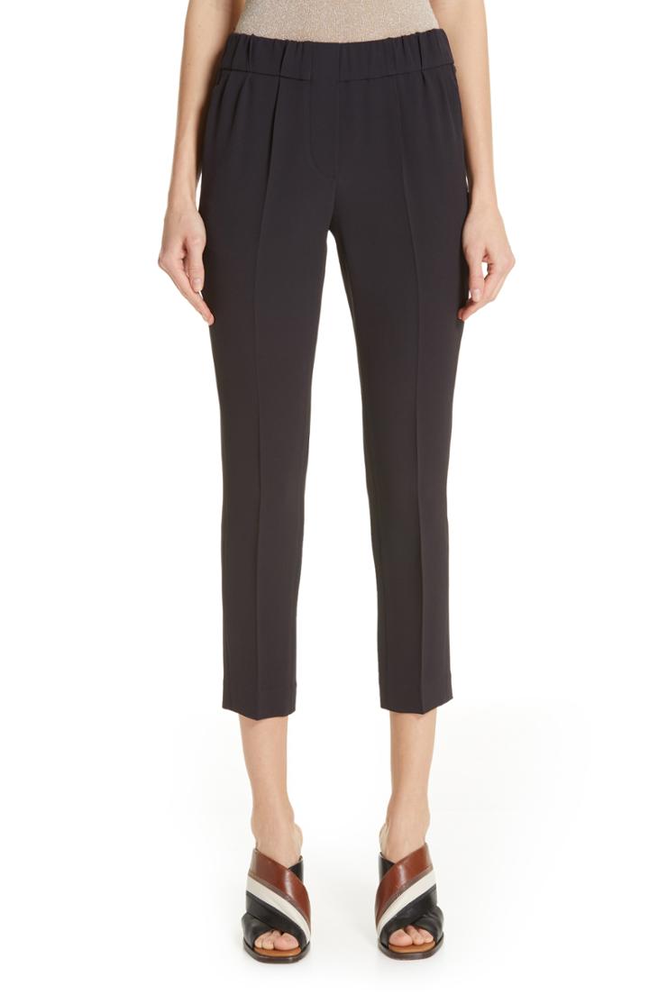 Women's Brunello Cucinelli Crop Crepe Cady Pants Us / 38 It - Grey