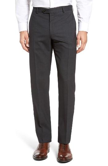 Men's Pal Zileri Flat Front Solid Wool Trousers R Eu - Brown