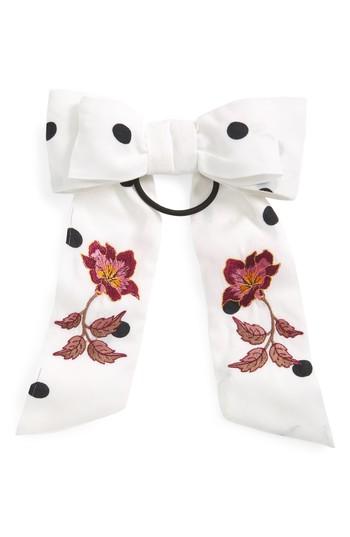 New Friends Colony Embroidered Double Bow Hair Tie, Size - Black