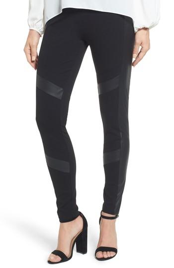 Women's Two By Vince Camuto Faux Leather Chevron Panel Ponte Leggings