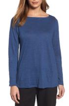 Women's Eileen Fisher Organic Linen Bateau Neck Sweater - Blue