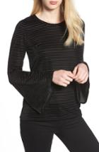 Women's Michael Michael Kors Velvet Stripe Bell Sleeve Top - Black