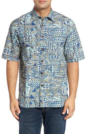 Men's Kahala Ehukai Classic Fit Print Sport Shirt, Size - Blue