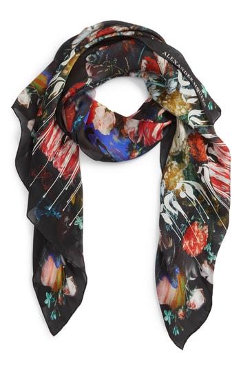 Women's Alexander Mcqueen Drip Flower Satin Stole