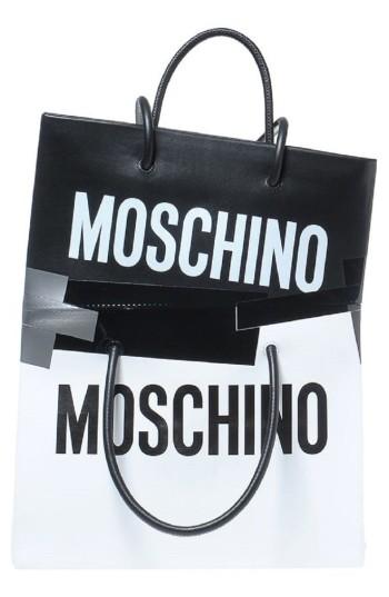 Moschino Double Tape Leather Shopper - White