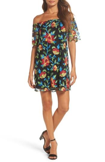 Women's Bb Dakota Lacole Embroidered Mesh Shift Dress - Black