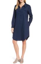 Women's Eileen Fisher Cotton Twill Shirtdress, Size - Blue