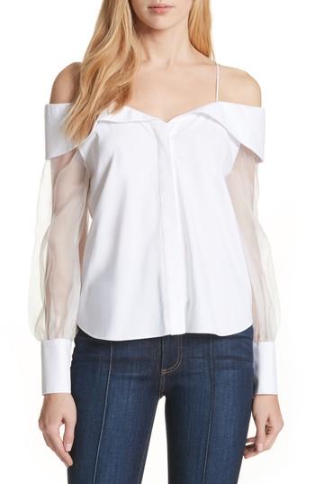Women's Alice + Olivia Prim Puff Sleeve Blouse - White