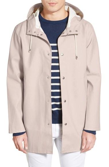 Men's Stutterheim Stockholm Waterproof Hooded Raincoat, Size - Beige