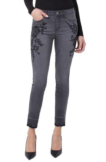 Women's Liverpool Sadie Embroidered Release Hem Jeans - Grey
