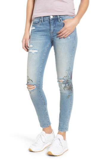 Women's Blanknyc Print Ripped Skinny Jeans - Blue