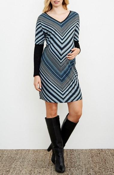 Women's Maternal America Bias Stripe Maternity Dress