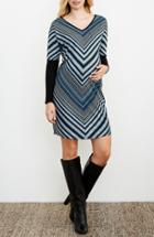 Women's Maternal America Bias Stripe Maternity Dress