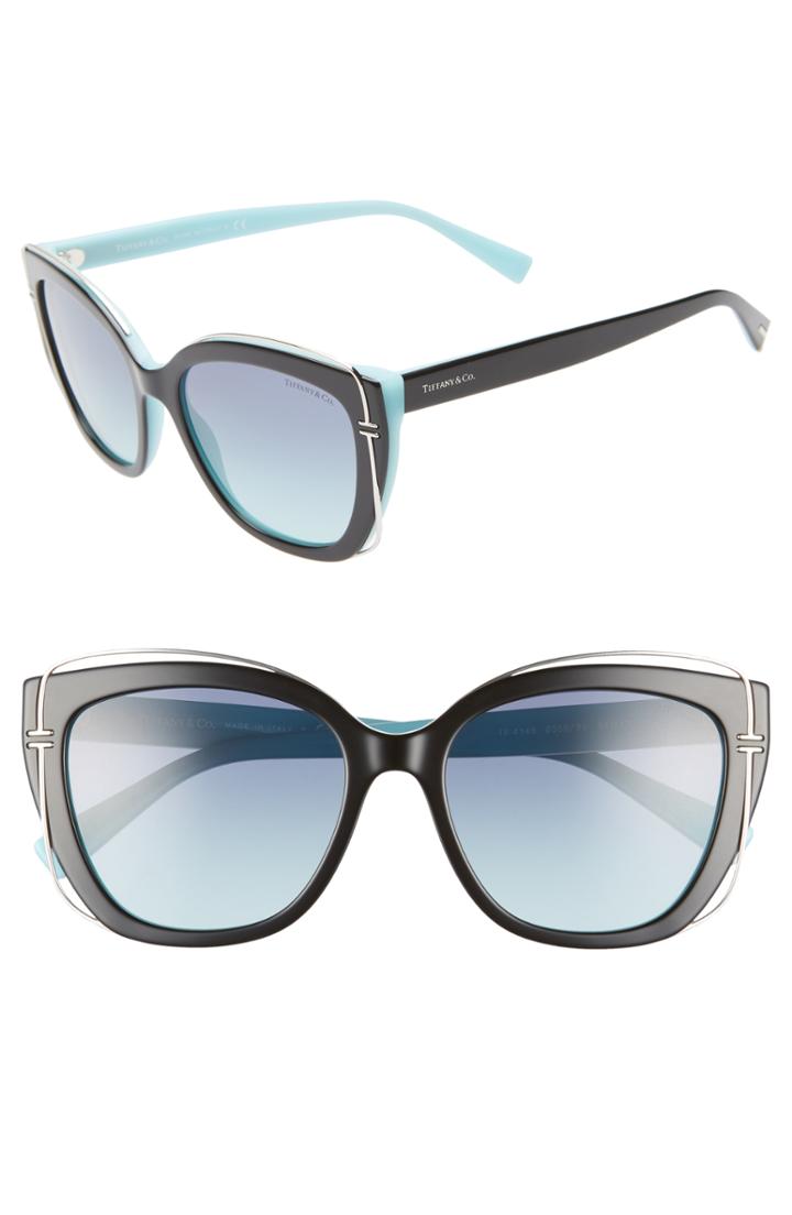 Women's Tiffany & Co. 54mm Gradient Cat Eye Sunglasses - Black/ Blue Gradient