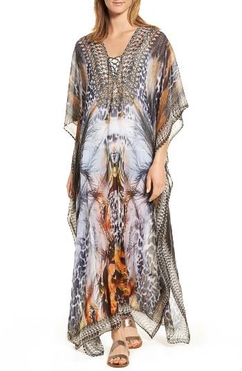Women's Asa Kaftans Capri Long Kaftan - Brown
