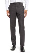 Men's Nordstrom Men's Shop Trim Fit Flat Front Wool Trousers - Black