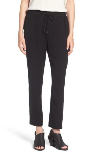 Women's Eileen Fisher Silk Crepe Ankle Pants - Black