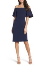 Women's Charles Henry Off The Shoulder Sheath Dress - Blue/green