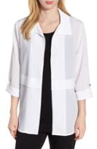 Women's Ming Wang Gauzy Roll-tab Sleeve Jacket - White