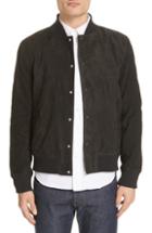 Men's Officine Generale Suede Bomber Jacket - Black