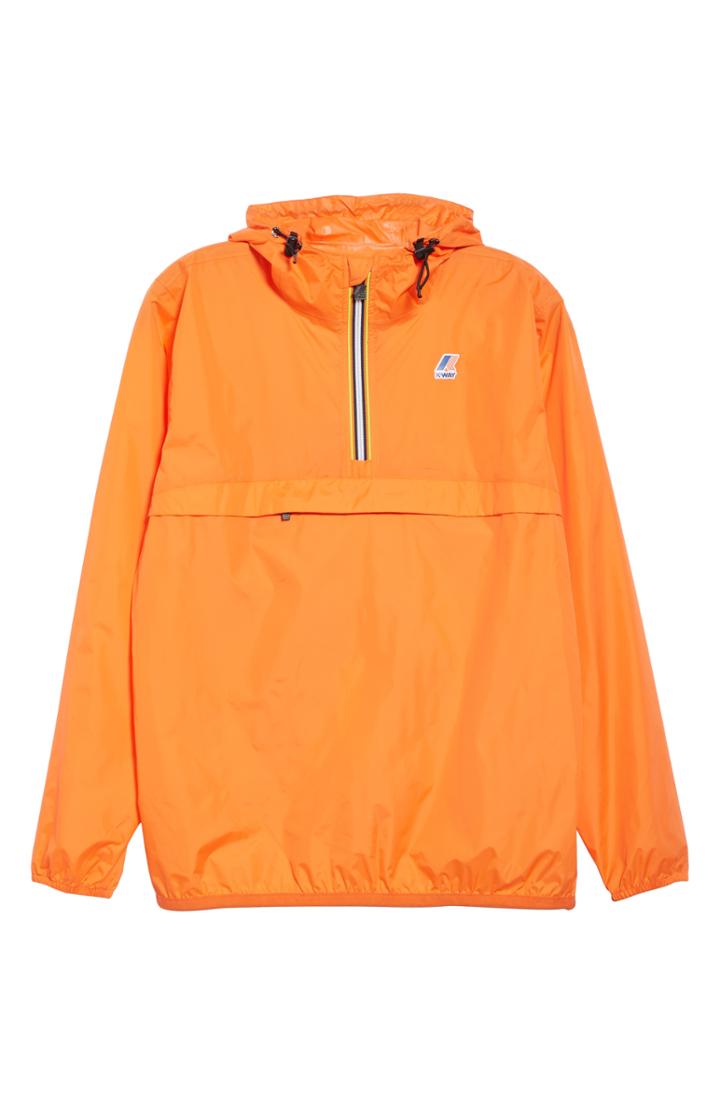 Men's K-way Le Vrai 3.0 Leon Water Resistant Quarter Zip Pullover Windbreaker - Orange