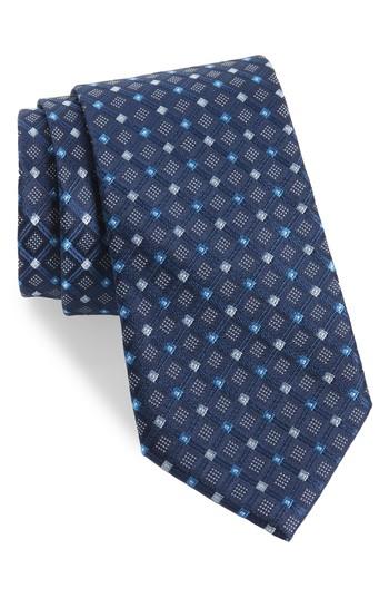 Men's Nordstrom Men's Shop Coventry Check Silk Tie, Size X-long - Blue