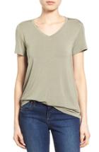Petite Women's Halogen Modal Jersey V-neck Tee, Size P - Green