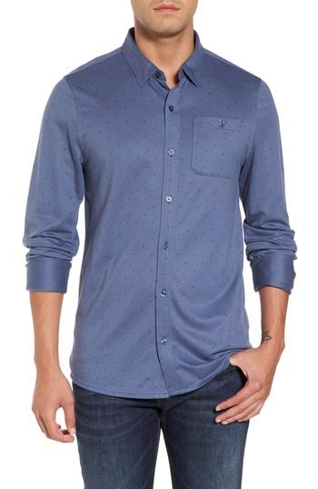 Men's Travis Mathew Randy Square Dot Sport Shirt, Size - Blue
