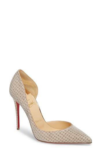 Women's Christian Louboutin Iriza Half D'orsay Pump .5us / 35.5eu - Beige