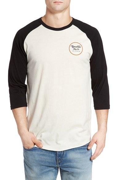 Men's Brixton 'wheeler' Three-quarter Raglan Baseball T-shirt - Ivory