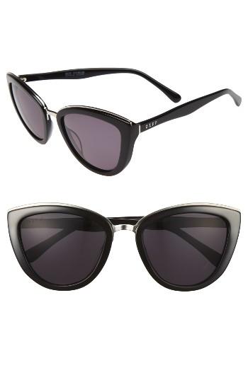 Women's Diff Rose 56mm Cat Eye Sunglasses - Black/ Grey