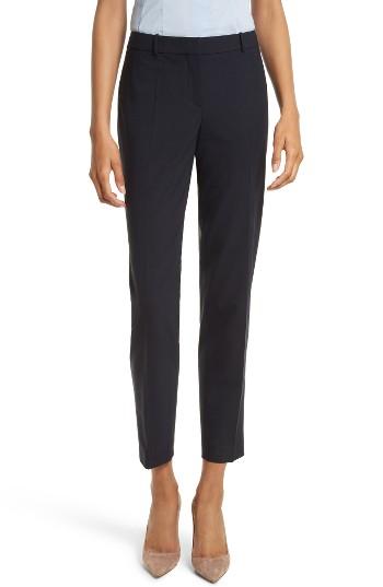 Women's Boss 'tiluna' Stretch Wool Slim Leg Ankle Trousers - Blue