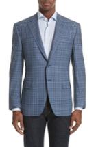 Men's Canali Classic Fit Check Wool Sport Coat Us / 52 Eu S - Blue