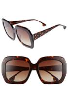 Women's Alice + Olivia Lexington 55mm Square Sunglasses - Dark Tortoise